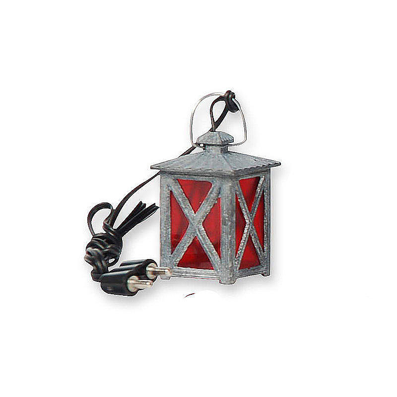 Laterne-Lampe aus Metall mit Beleuchtung Rot Krippenbeleuchtung