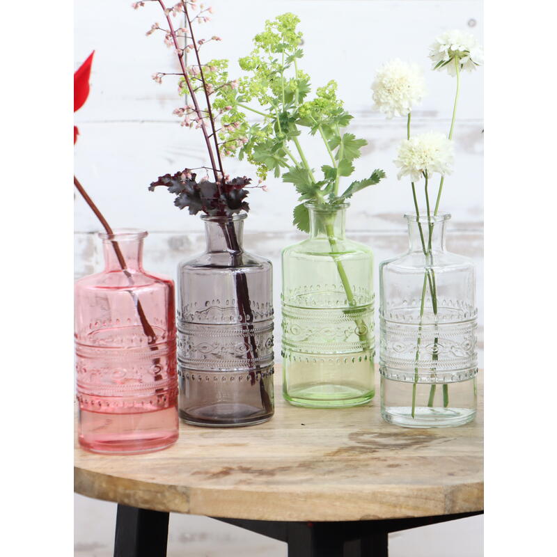 Glasflasche Porto mit Blumevase, Glasvase, online Kerzenständer strukturierter Glasgefäß, Oberfläche, bestellen Kerzenhalter, günstig