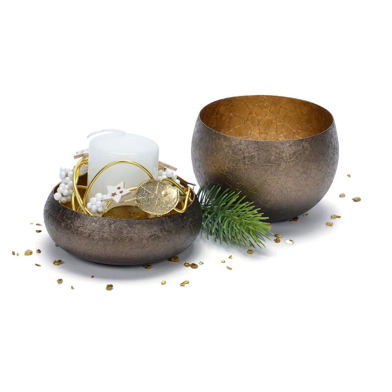 Metallschale, gold Weihnachtsdeko, Antikmetall-Schale, günstig Dekoschale, bestellen Metalltopf online