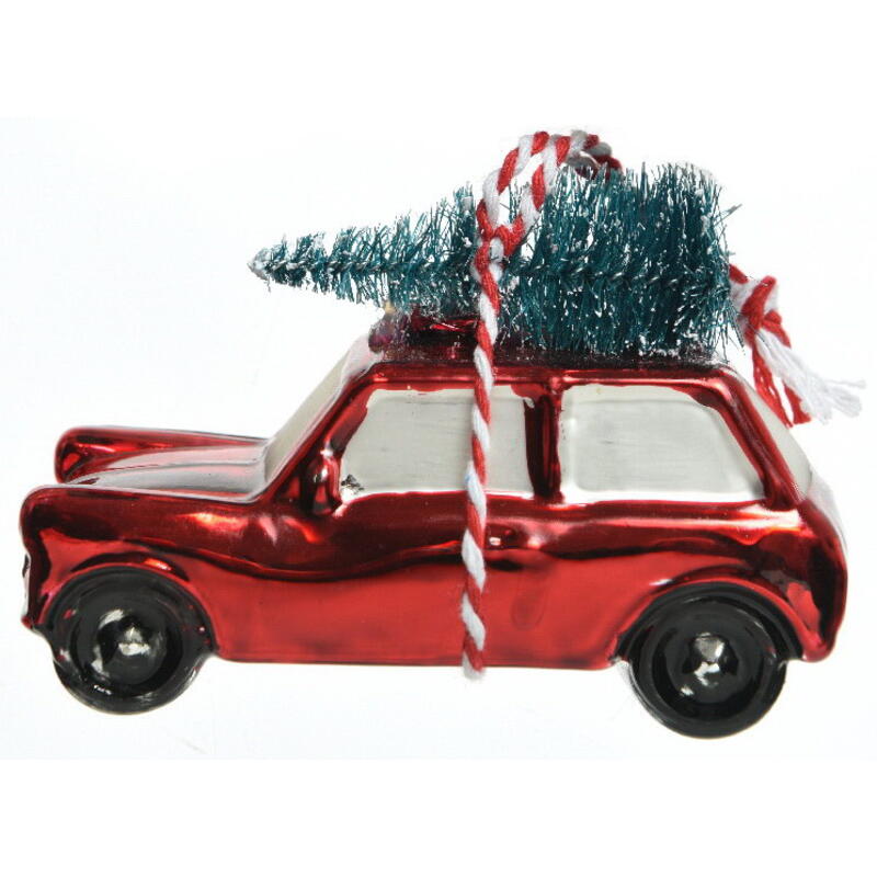 Auto mit Baum, Weihnachtsdeko, Christbaumschmuck, Dekohänger aus Glas  günstig online bestellen