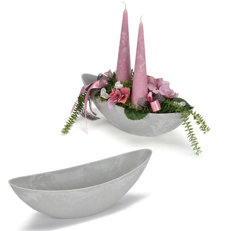 Deko-Schale grau-weiß gewischt, bestellen Pflanzgefäß online günstig Kunststoff-Schale, Pflanzschale