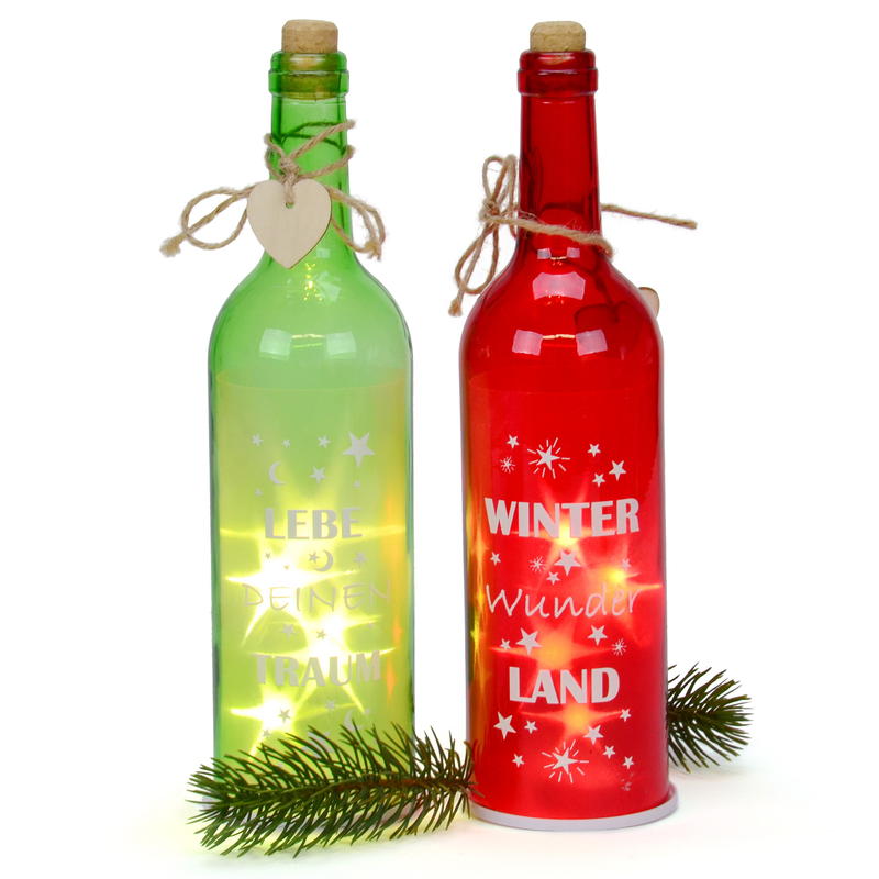 Dekoflasche mit Spruch, LED, LED-Deko, online günstig Weihnachtsdeko bestellen