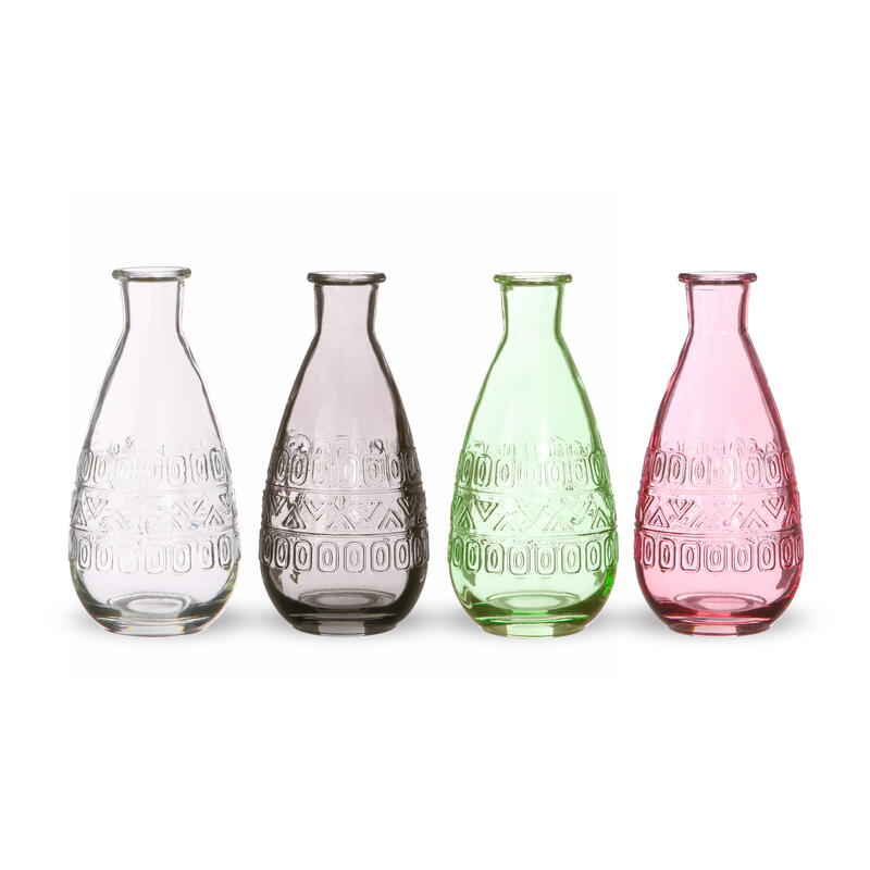 Glasflasche Rom mit strukturierter Glasvase, Kerzenhalter, Kerzenständer bestellen online günstig Blumevase, Glasgefäß, Oberfläche