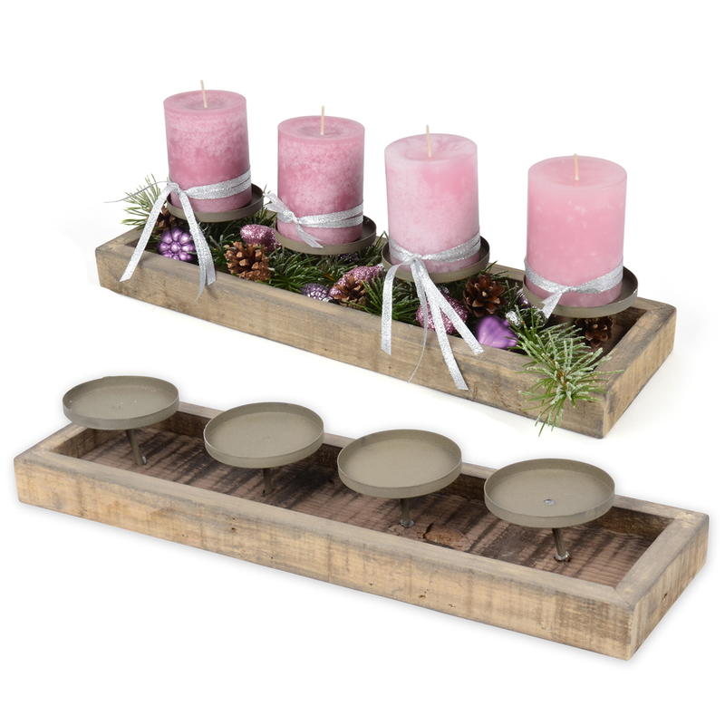 Holz-Kerzenteller braun, Kerzenhalter, Kerzenständer günstig online  bestellen