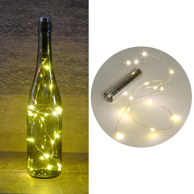 LED Flaschenlicht silber, LED Korken mit Lichterkette, LED Beleuchtung  Flasche günstig online bestellen