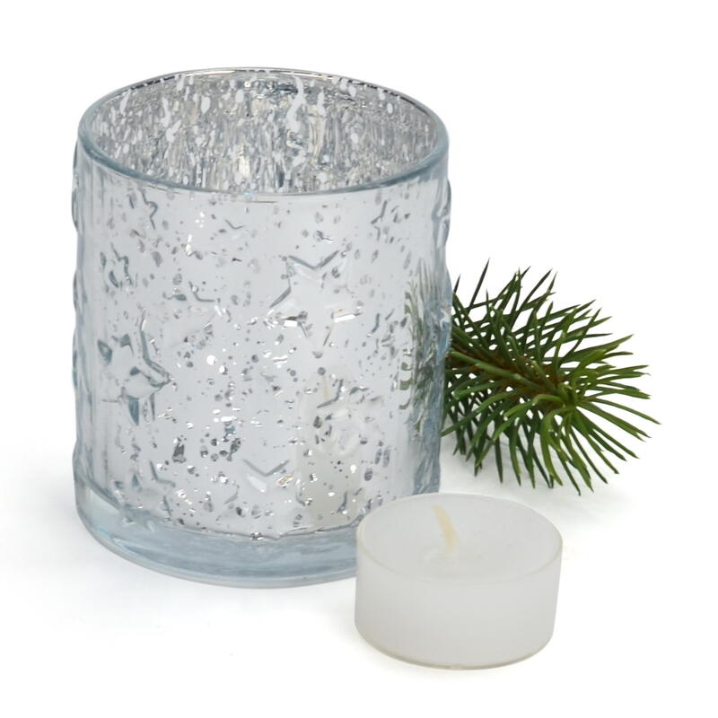 Teelichtglas Sterne bestellen Weihnachtsdeko, Tischlicht silber, Weihnachtsglas, Windlicht, online günstig