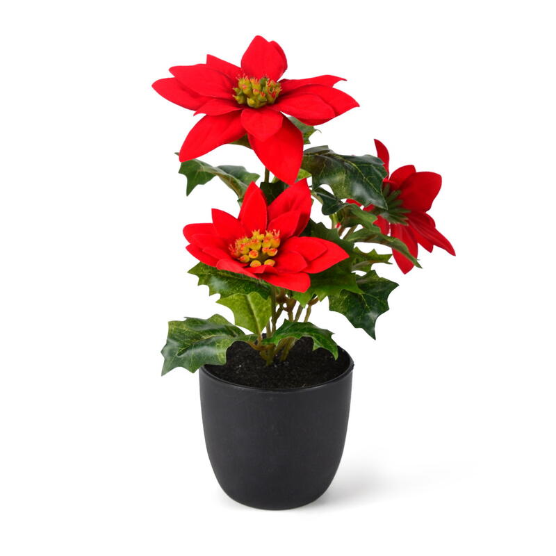 Weihnachtsstern im Topf, knstlicher Weihnachtsstern, Kunstpflanze, Weihnachtsdeko, Poinsettia im Topf