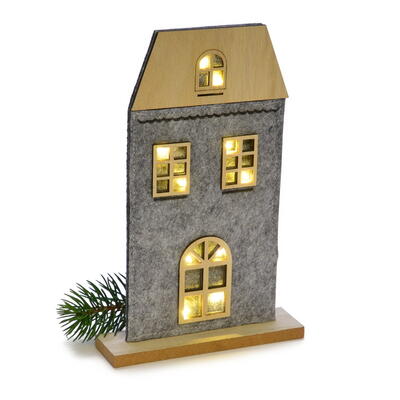 LED-Filz-Haus, Dekoartikel, Haus mit Beleuchtung, Dekohaus beleuchtet, Winterdeko, Weihnachtsdeko, Lichtdeko