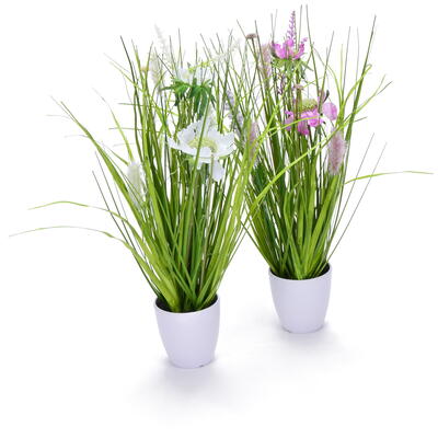 Lavendel im dekorativen Zementtopf, Kunstpflanze im Topf, künstliche Blume,  getopfte Kunstblume günstig online bestellen